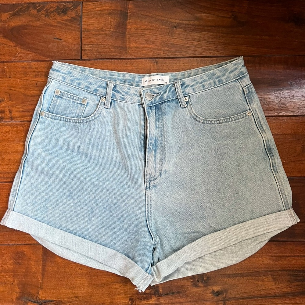 High-waisted denim shorts